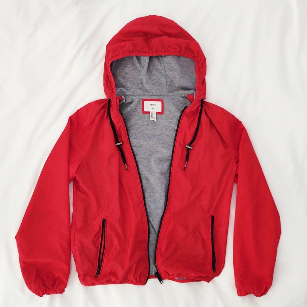 Red zip-up jacket